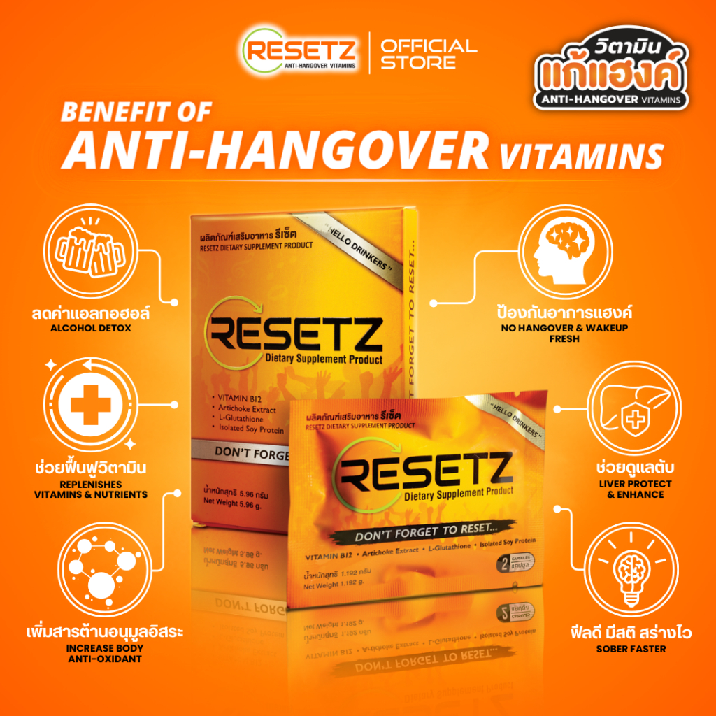RESETZ Vitamin For Hank-Anti Hangover Ready To Work Nourish The Liver ...