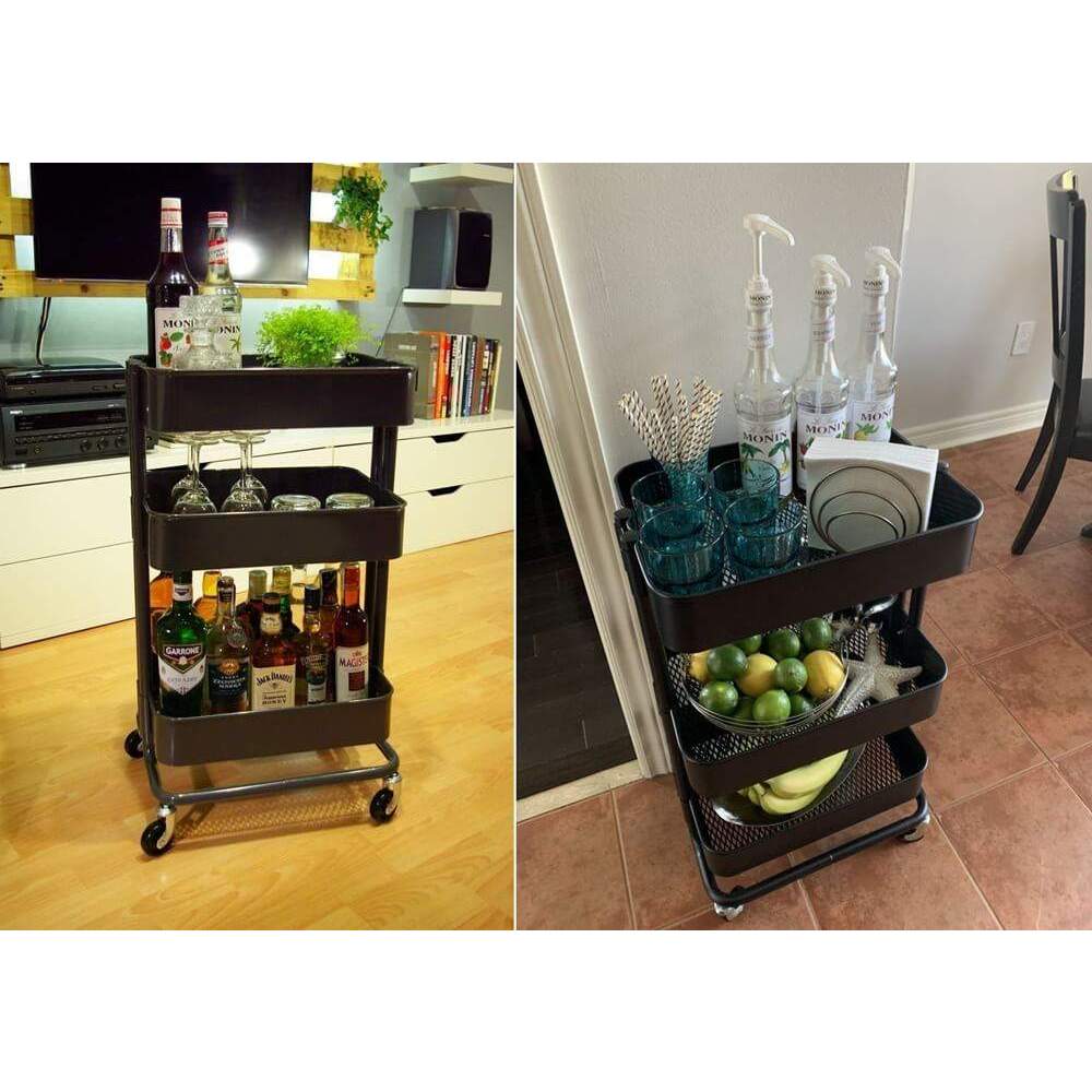 IKEA RASKOG RASHULT 3-Tier Shelf With Wheels Trolley Rack Tool Wooden ...