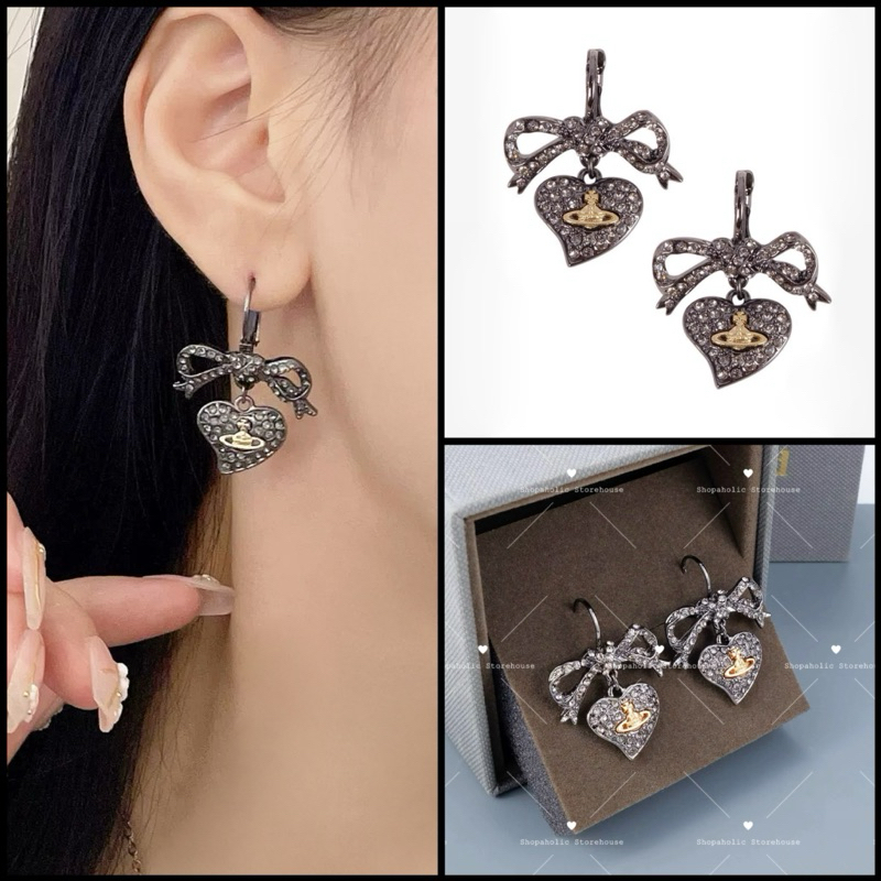 New Vivienne Westwood Bow Heart Earrings Grade Vip 1:1 | Shopee Malaysia