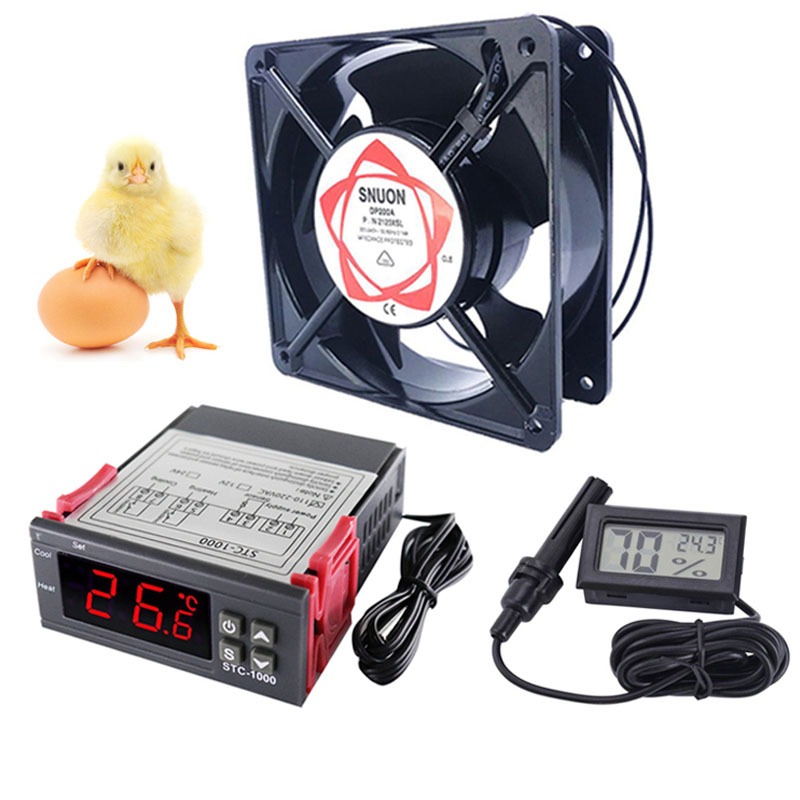 Egg Incubator Set Of 3 Fan Temperature Controller STC-1000 And Humidity ...