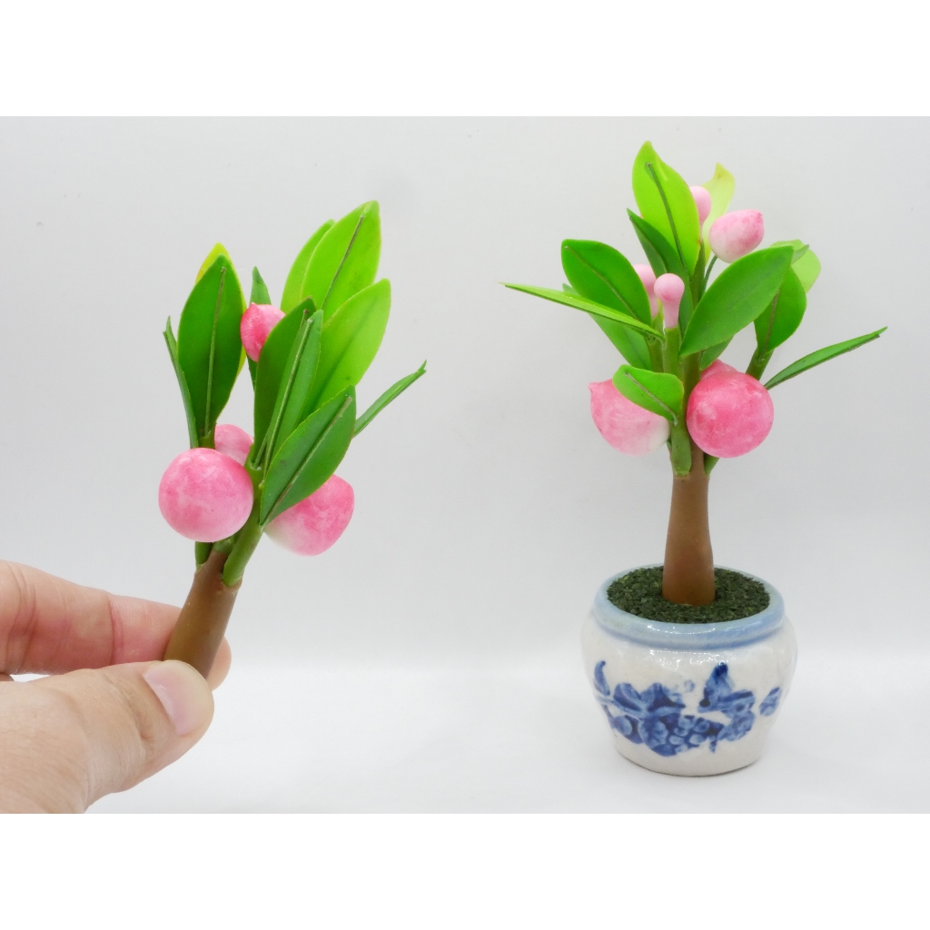 Peach Tree Auspicious Clay Work Miniature Tiny Wood | Shopee Malaysia