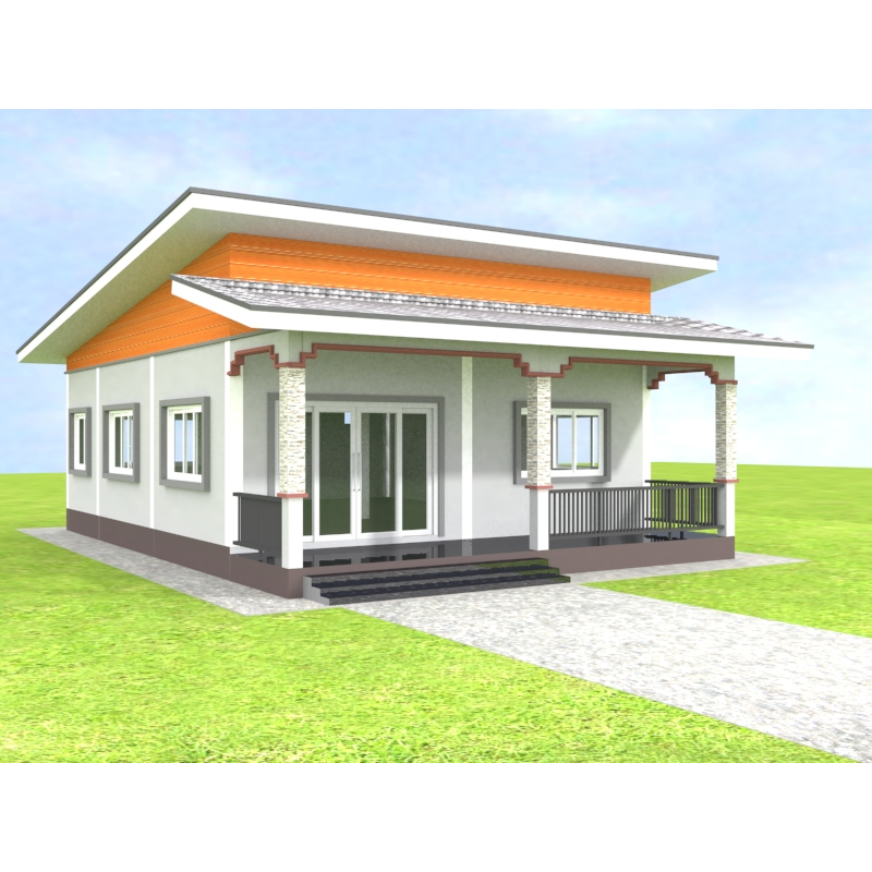 Modern House Model Single Floor P-40 With Construction File. With Items ...