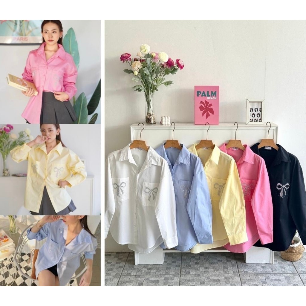 Sunday Label Ironed Shirt Diamond Bow 2 Pockets 42 Inches. | Shopee ...