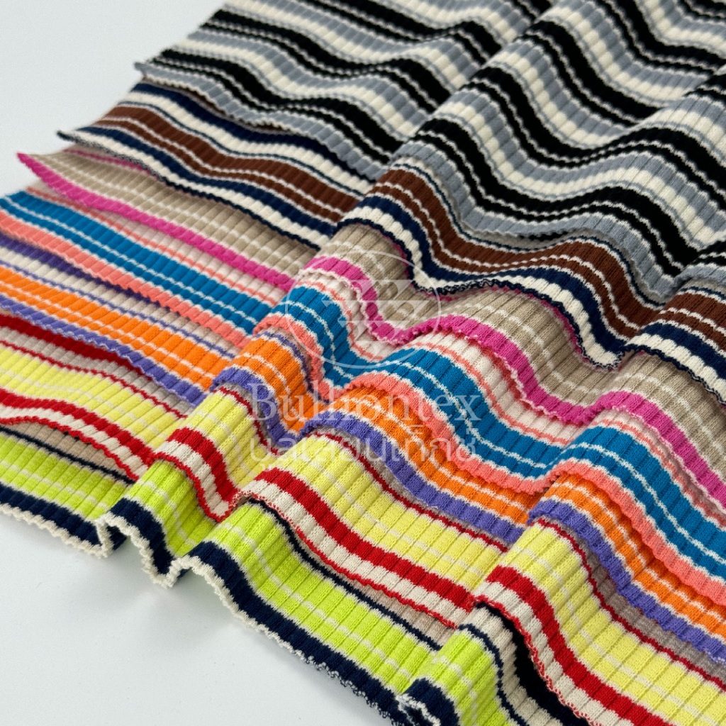 Jersey Style II Rib Stripe Thick Fabric Soft Touch A Lot Of Stretch Not ...