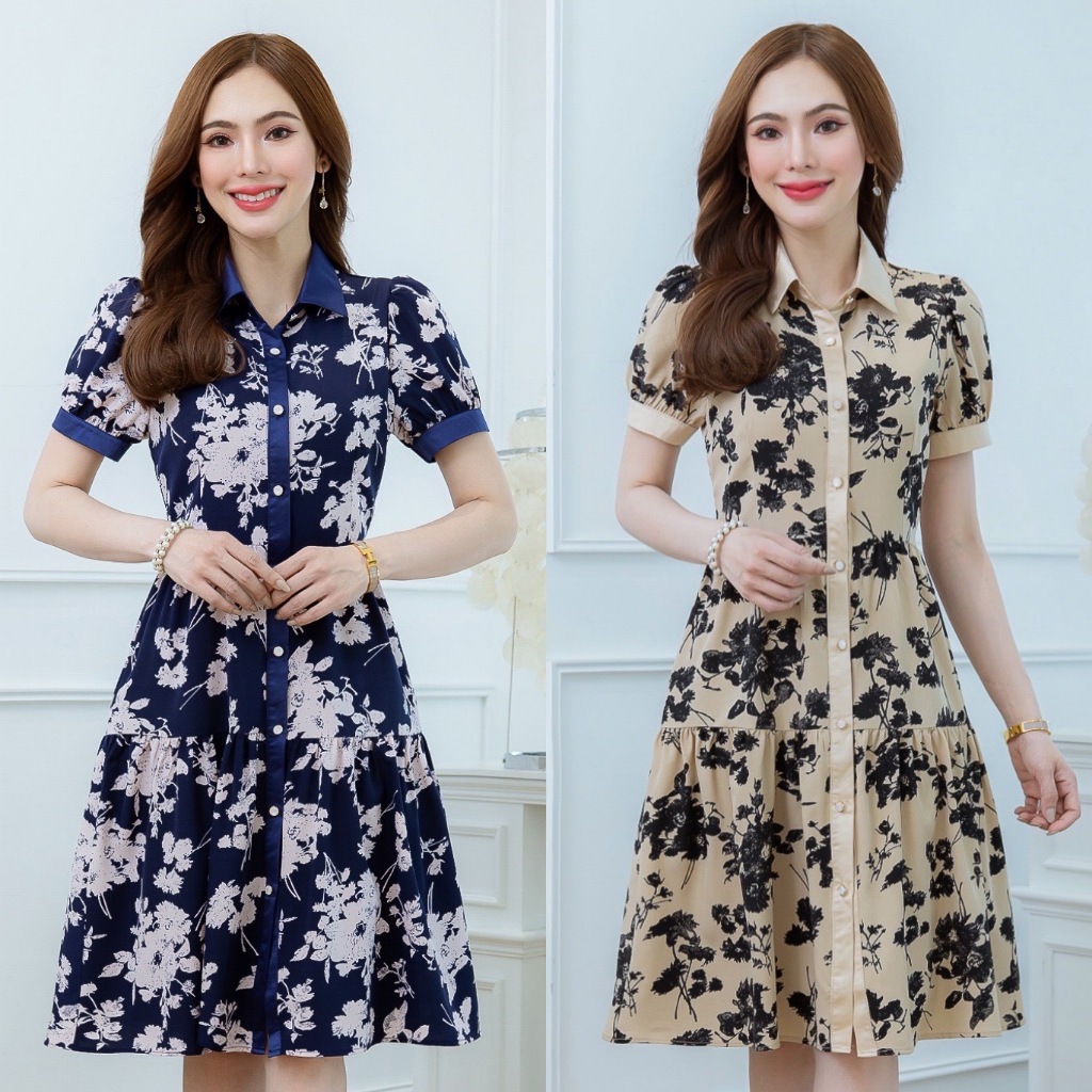 button-down-collar-dress-the-flower-pattern-is-beautiful-chic-easy-to