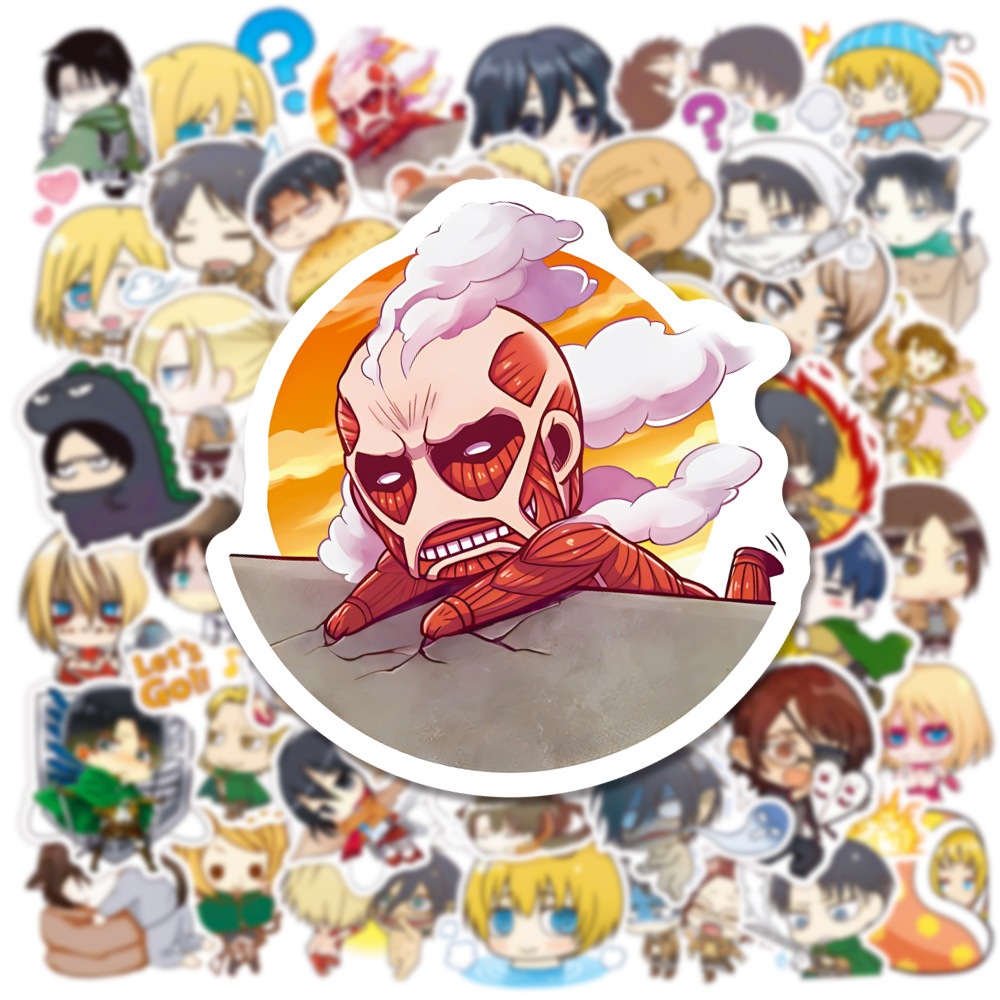 Cute Cartoon Attack on Titan Sticker Die Cut ANIME Waterproof V Pattern