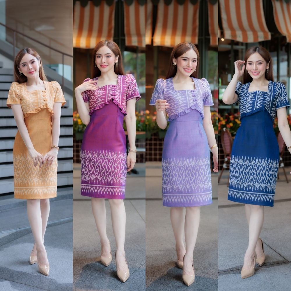 Woven Dress With A Square Neckline And Drape At The Chest Tapered Shape ...