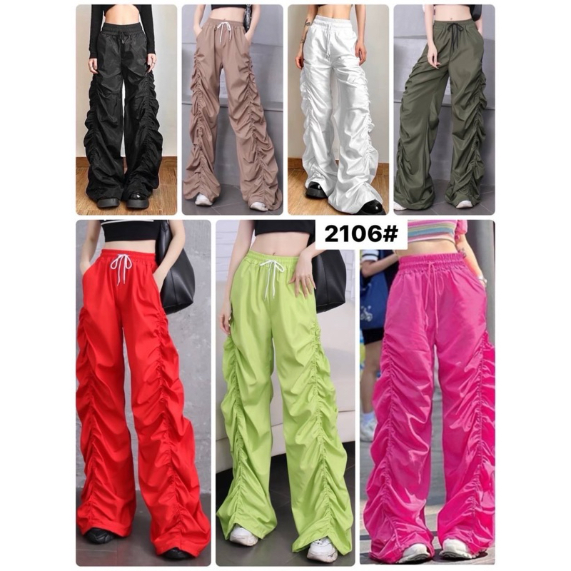 Y2K Trousers With Side Wrinkled Nylon 2106 | Shopee Malaysia