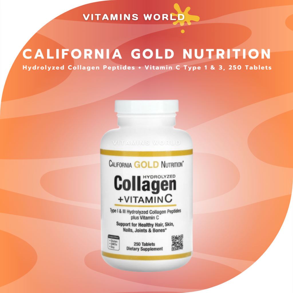 California Gold Nutrition Hydrolyzed Collagen Peptides + Vitamin C Type ...