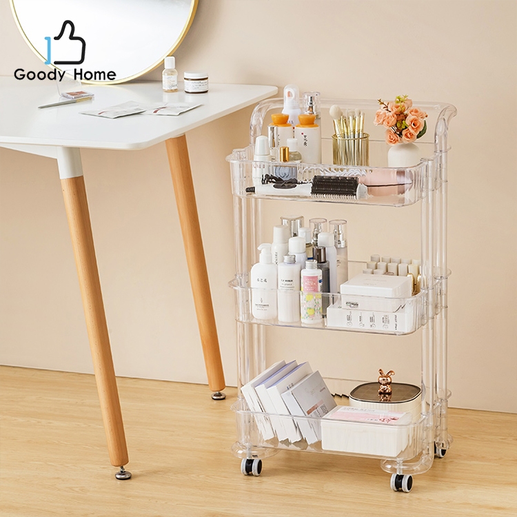 Goody Home Clear Plastic Storage Rack With Wheels For Convenient Moving ...