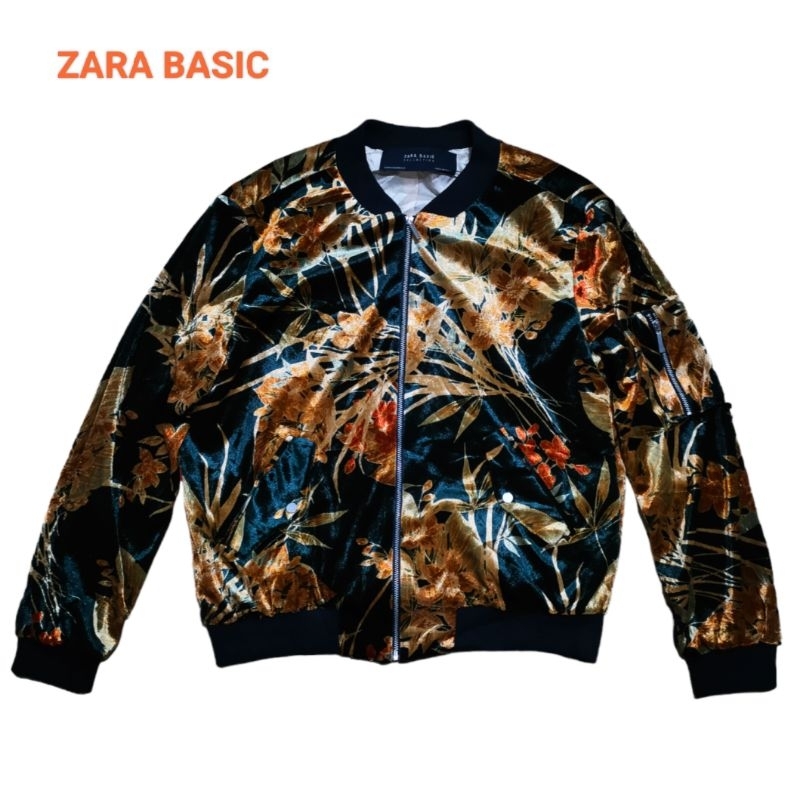 Zara floral cheap print bomber jacket