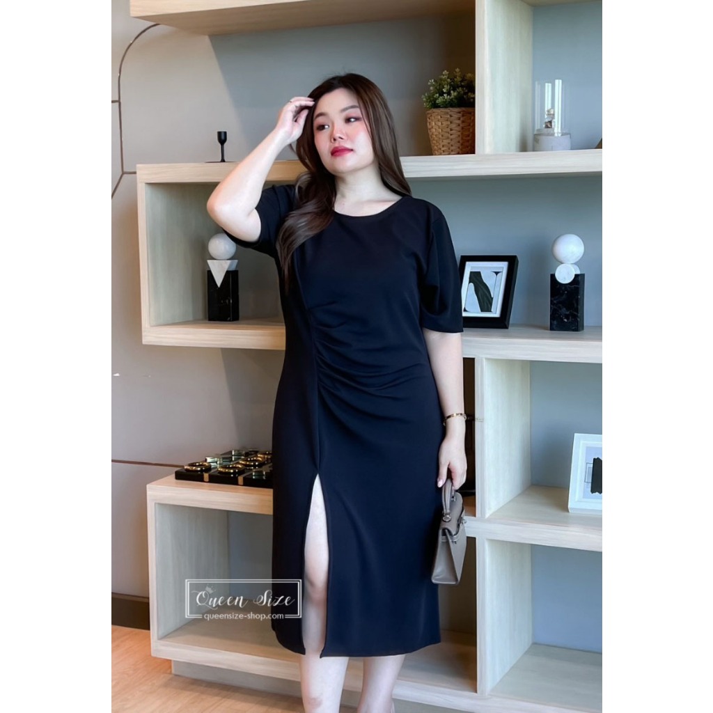 Malila-Black Dress For Chubby Women Chest 42 And 46 Inches Long Made Of ...