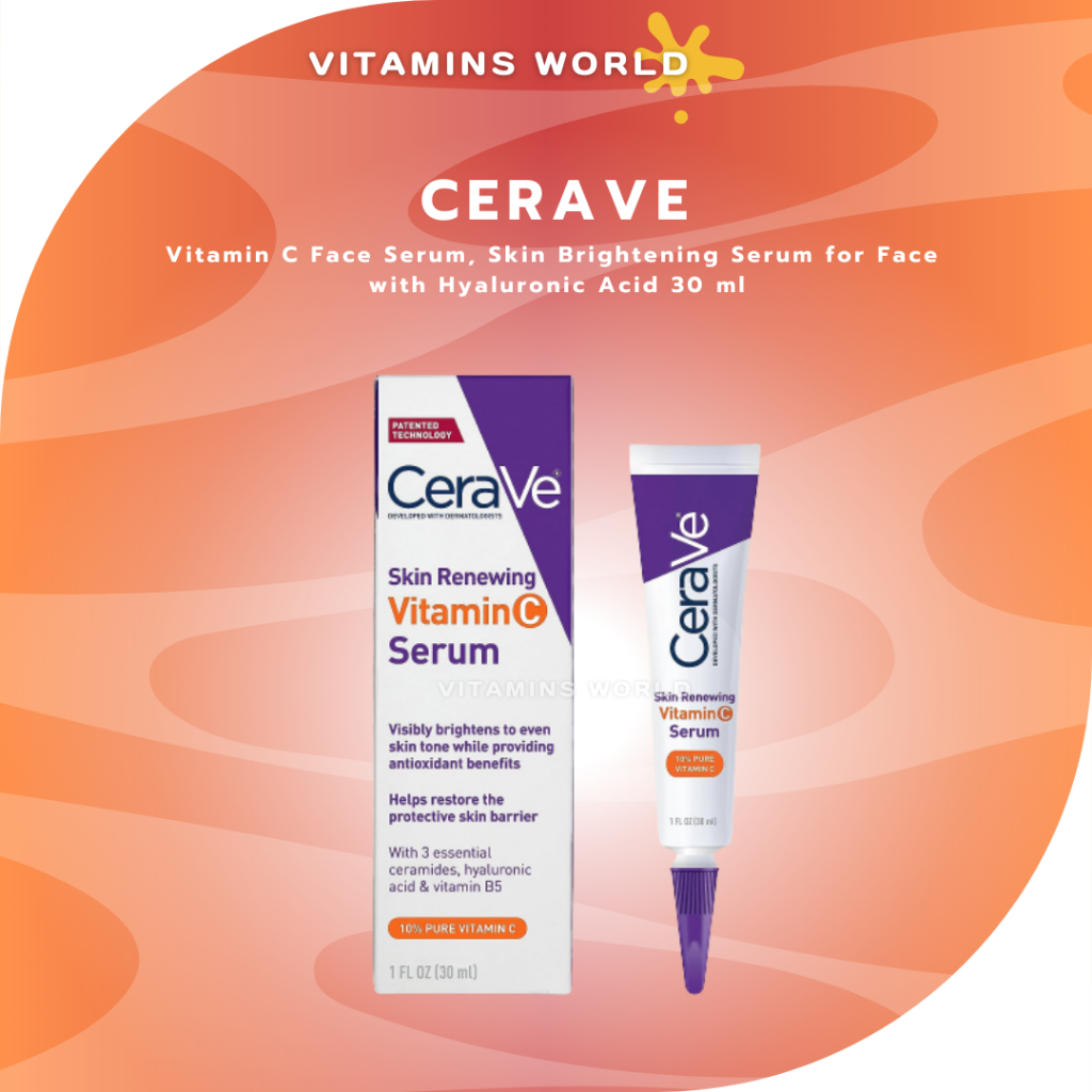 CeraVe Vitamin C Face Serum Skin Brightening for with Hyaluronic Acid