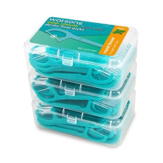 WATSONS Watson Super Smooth Round Dental Floss Mint Scent Handle Type ...