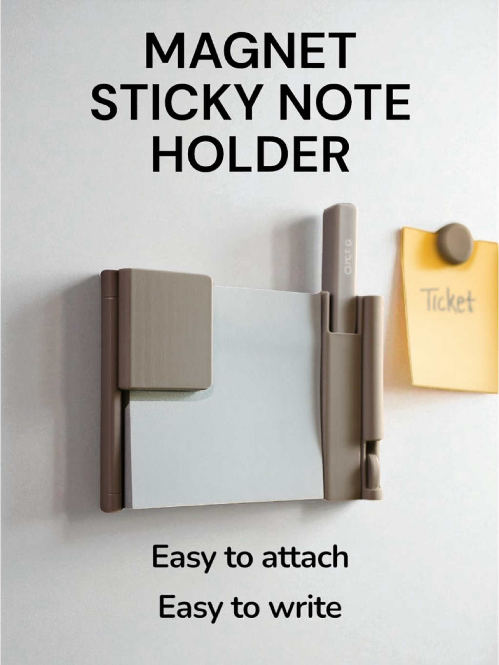 Magnetic Post-It Holder Pen Magnet Sticky Note For Refrigerator Home ...