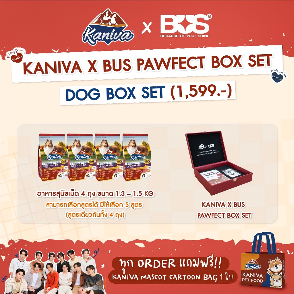 KANIVA x BUS PAWFECT DOG BOX SET Food Size 1.3-1.5 Kg. There Are 5 ...