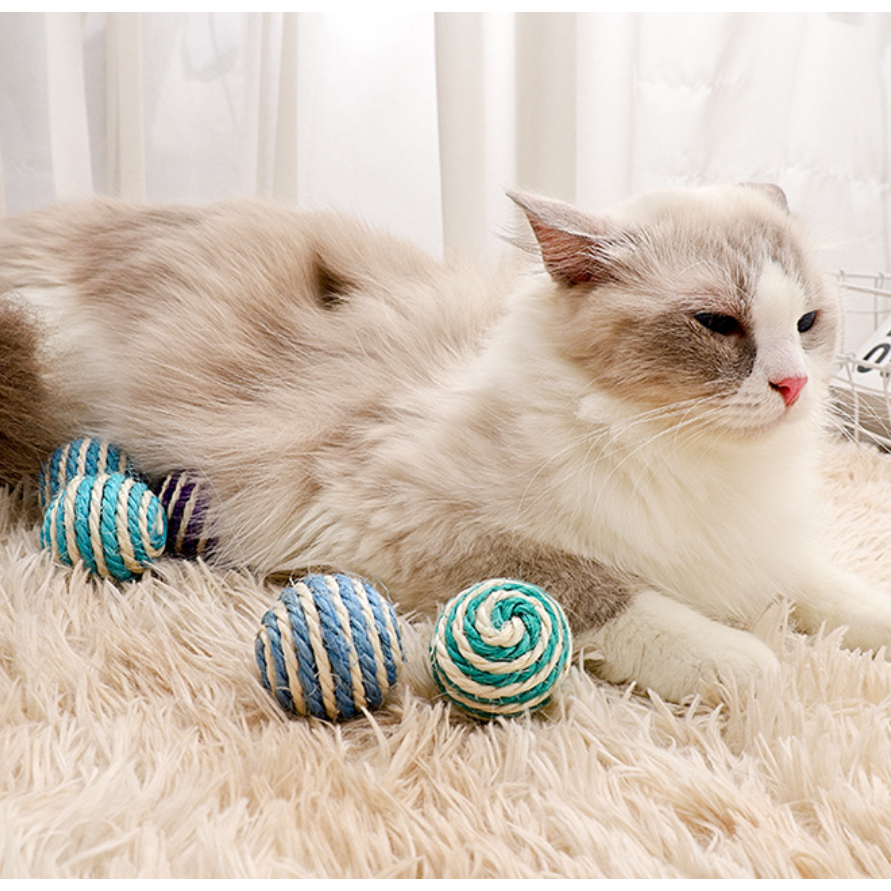 MG-255 Cat Toy Ball Made From Natural Materials Super Cute Braided Rope ...