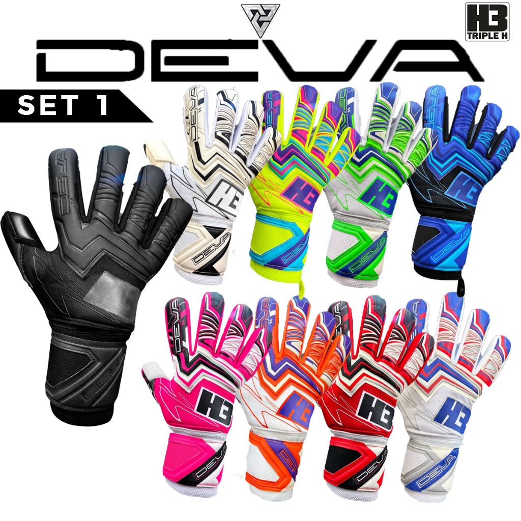 H3 DEVA 2 [SET 1] Goalkeeper Gloves 2 Model With Finger Save Removable ...