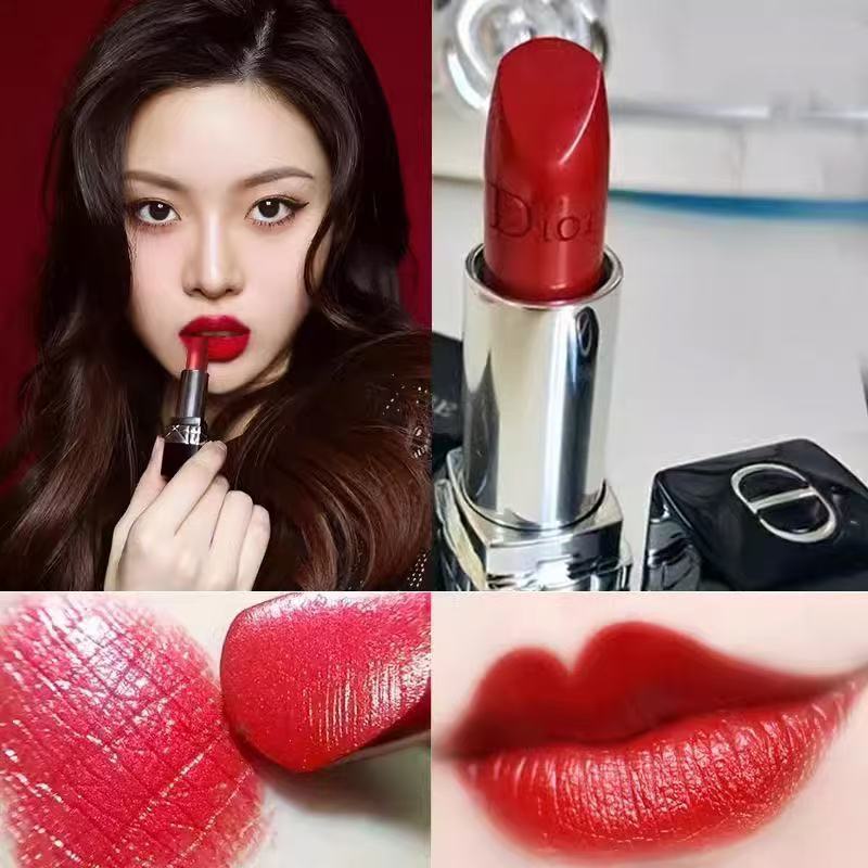 D ior LEGENDARY RED 999 Velvet Lipstick Blue Gold Provides Long-Lasting ...