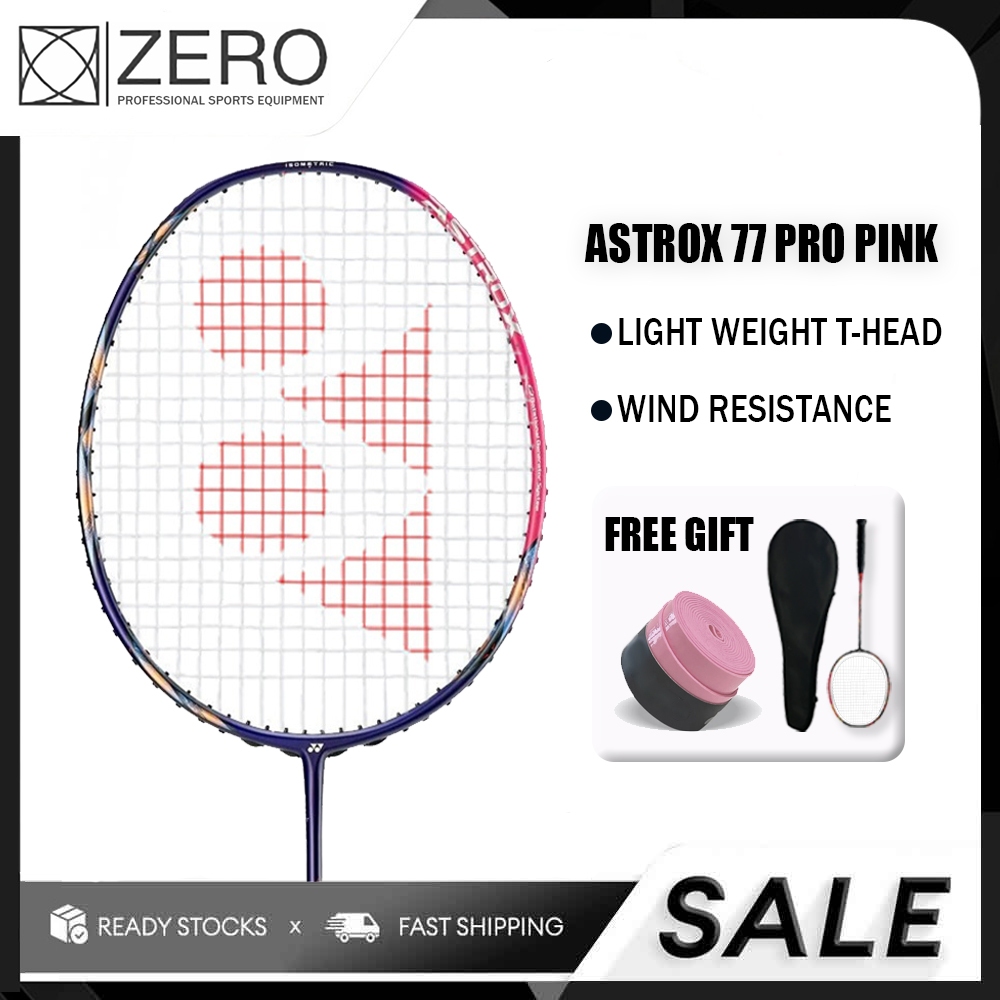 24SHIP ASTROX 77 PRO PINK Carbon 4U Single Badminton Racket 28 Lbs 83g ...