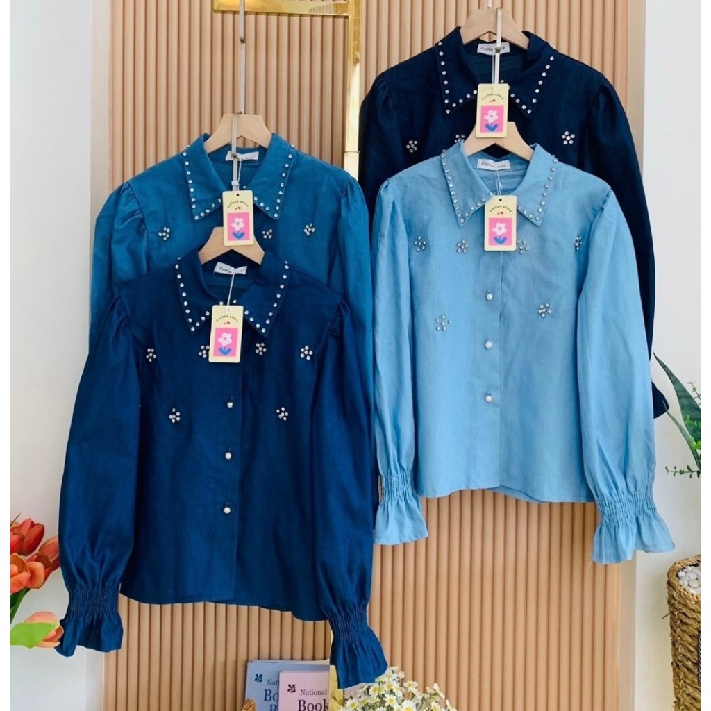 Cotton store Label Soft Denim Shirt With Diamonds 40 Inches Chest ...