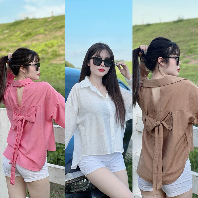 Back Bow Long-Sleeve Shirt