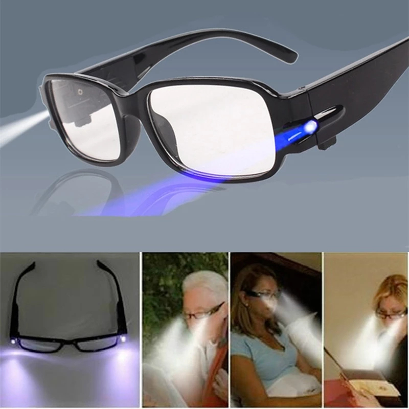 Eyeglasses Flashlight Presbyopia Reading Glasses With Led Light In The Dark Uv Check Banknotes