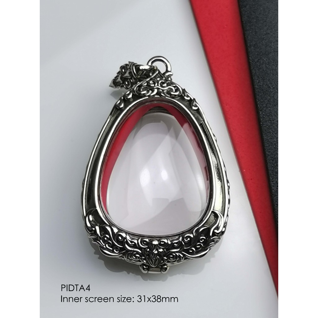 PIDTA4Whitebrass Phra Pidta jumbo amulet casing 31x38mm Whitebras Case ...