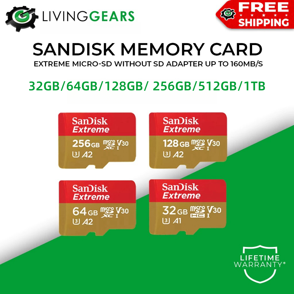 SANDISK Extreme Micro SD card 32GB1TB [190MB]UHSI V30 4K U3 C10 A2
