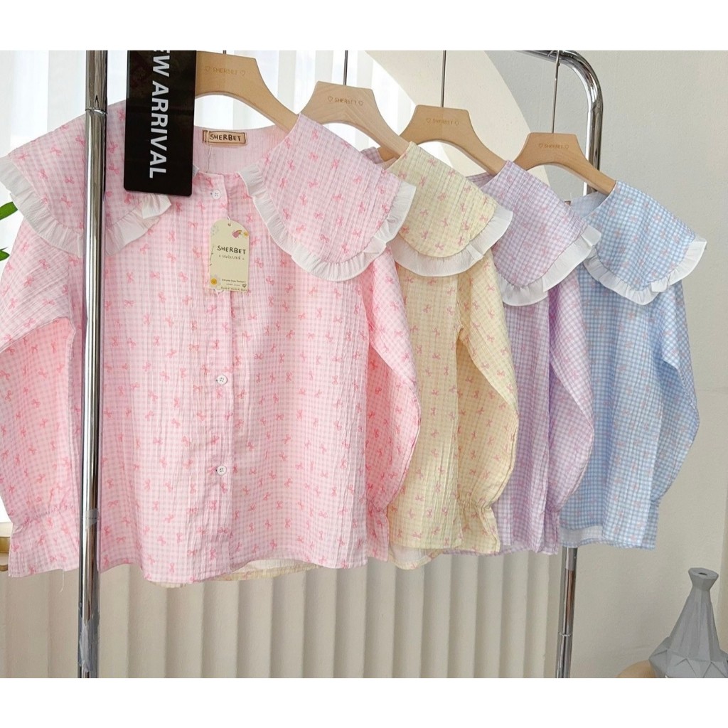 Sherbet Label Soft Cotton Clothes Large Collar Decorated With White ...