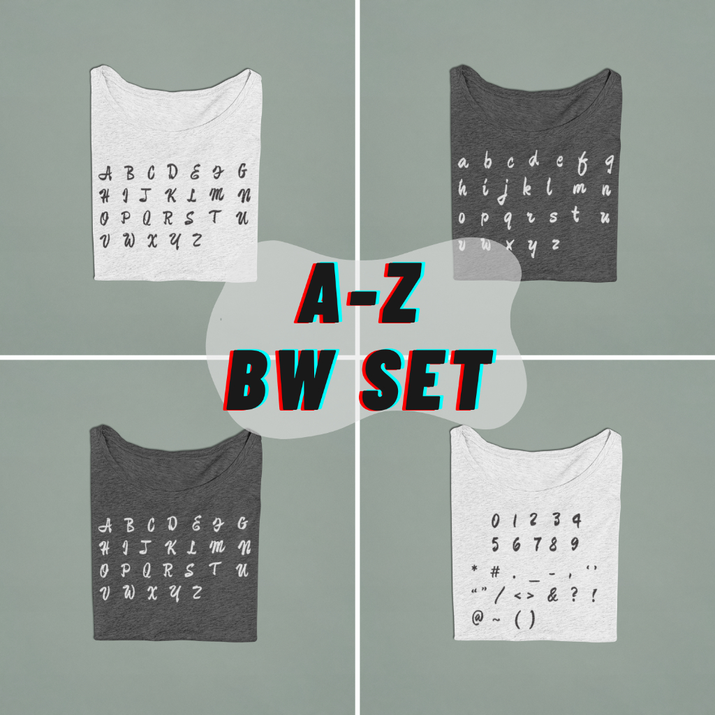 DFT a-z Screen Press English Alphabet Sticker White-Black Series Self ...