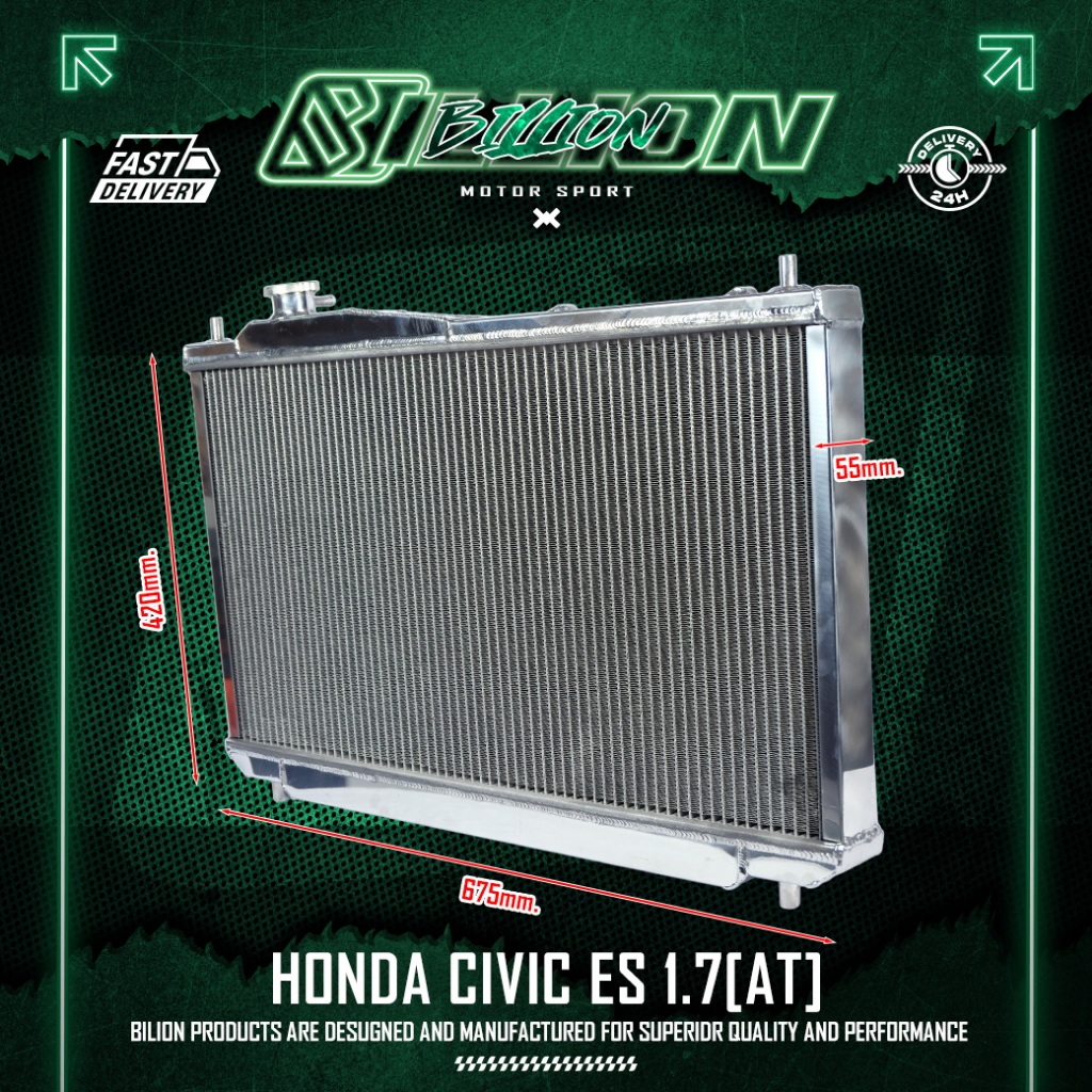 Billion Aluminum Radiator 2 Large Channel Honda Civic ES 1.7 (AT ...