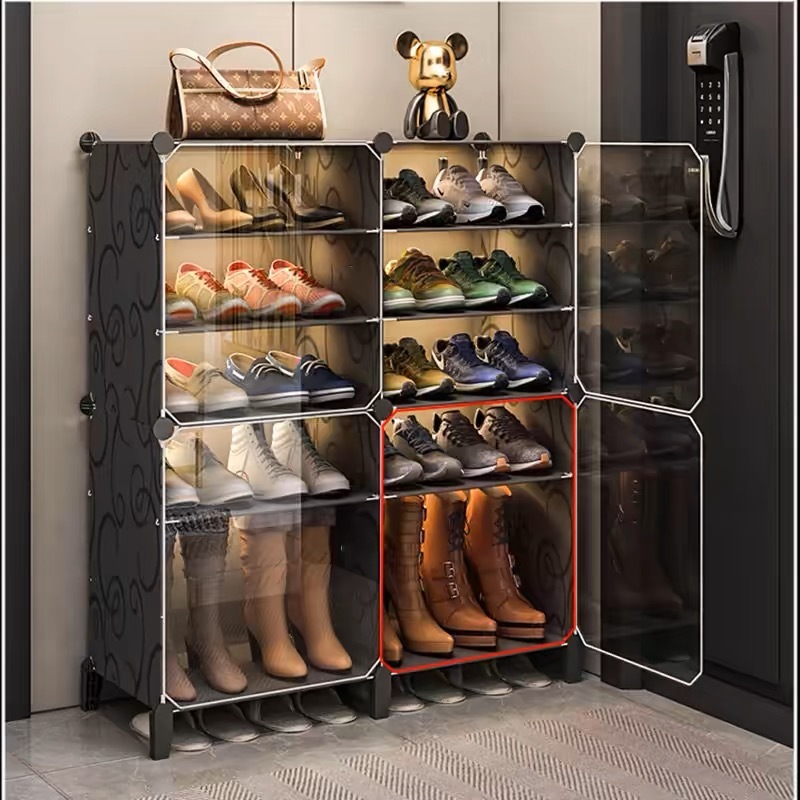LESS Shoe Rack 1/2 Row 4/6/8 Transparent Space Saving Simple Door ...