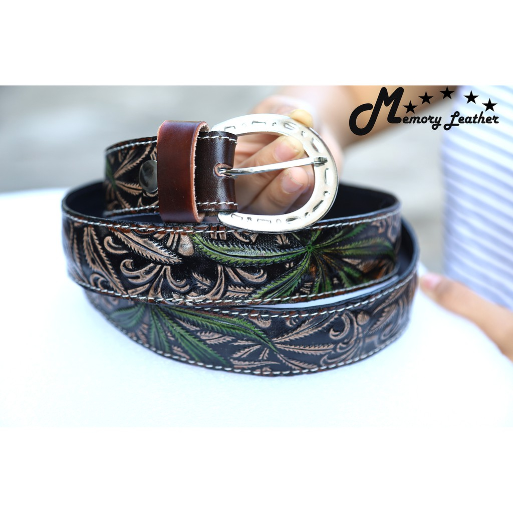 Patterned Belt Genuine Leather Cowboy Style Vintage 1 | Shopee Malaysia