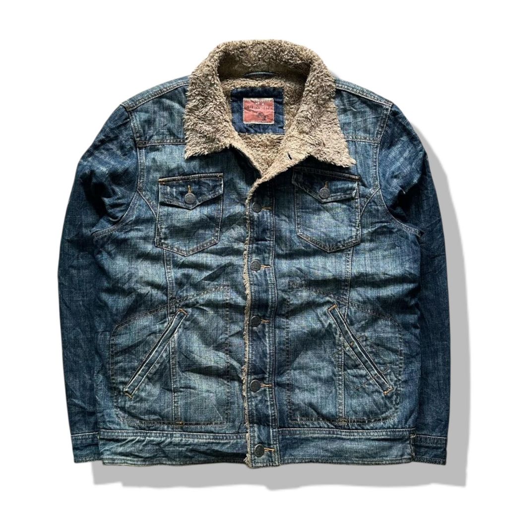 Springfield Jeans Sherpa Denim Jacket Second Hand Chest Size 47 ...