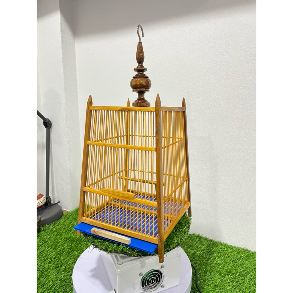 Teak Bird Cage With Head Small Tray (Pink Garden Bird) | Shopee Malaysia