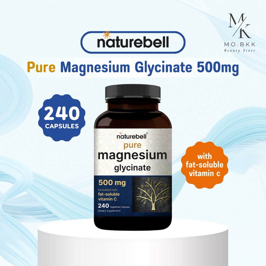 Naturebell-Pure Magnesium Glycinate 500mg with Fat Soluble Vitamin C ...