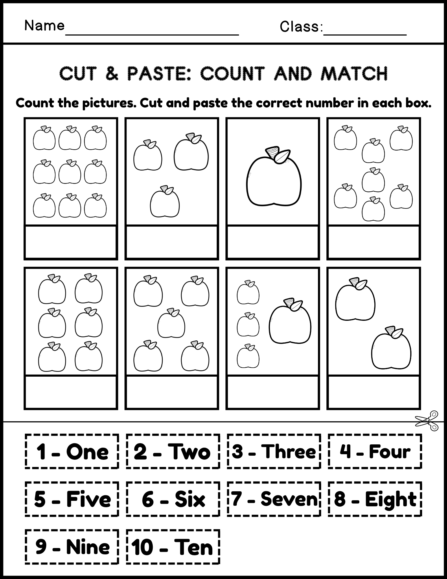 Numbering Practice 1–20 and Match Number | English Worksheet For ...