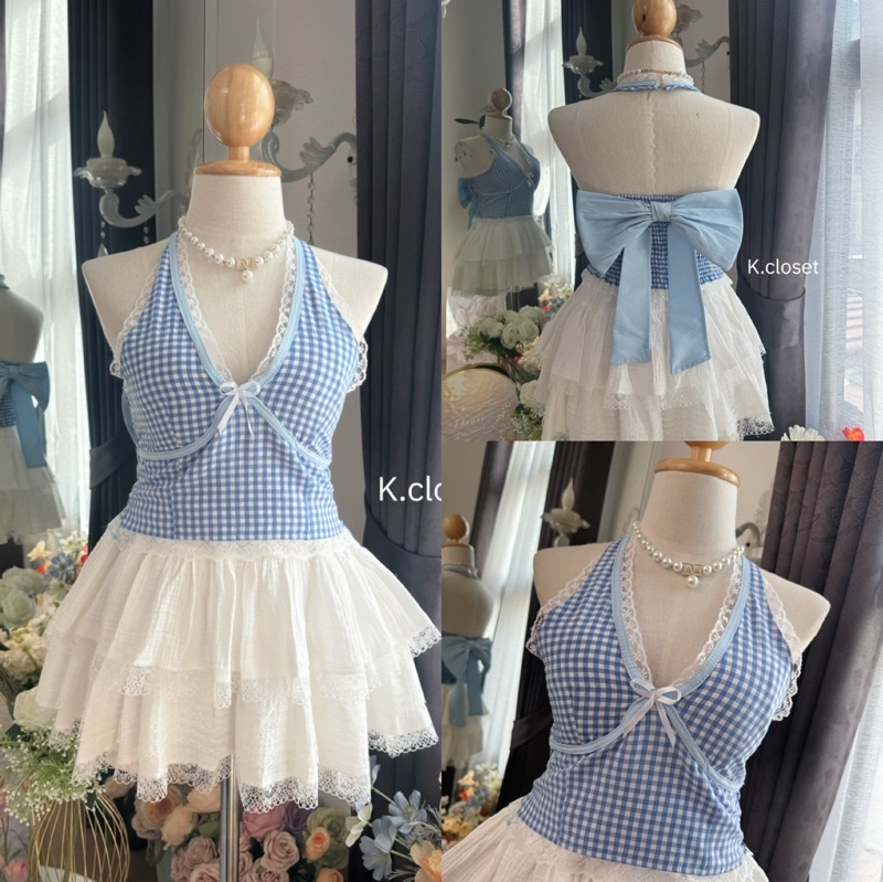 MOD Asymmetric Bow Knot Ruched Hem Polka Dot Print Blouse