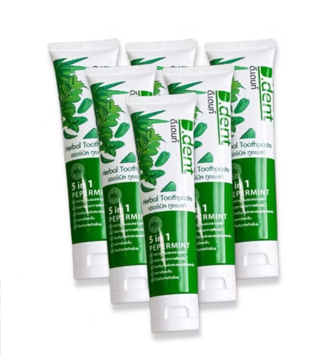 (5 Tubes) D.Dent Toothpaste 9 Kinds Of Herbal With Fluoride 1500ppm ...