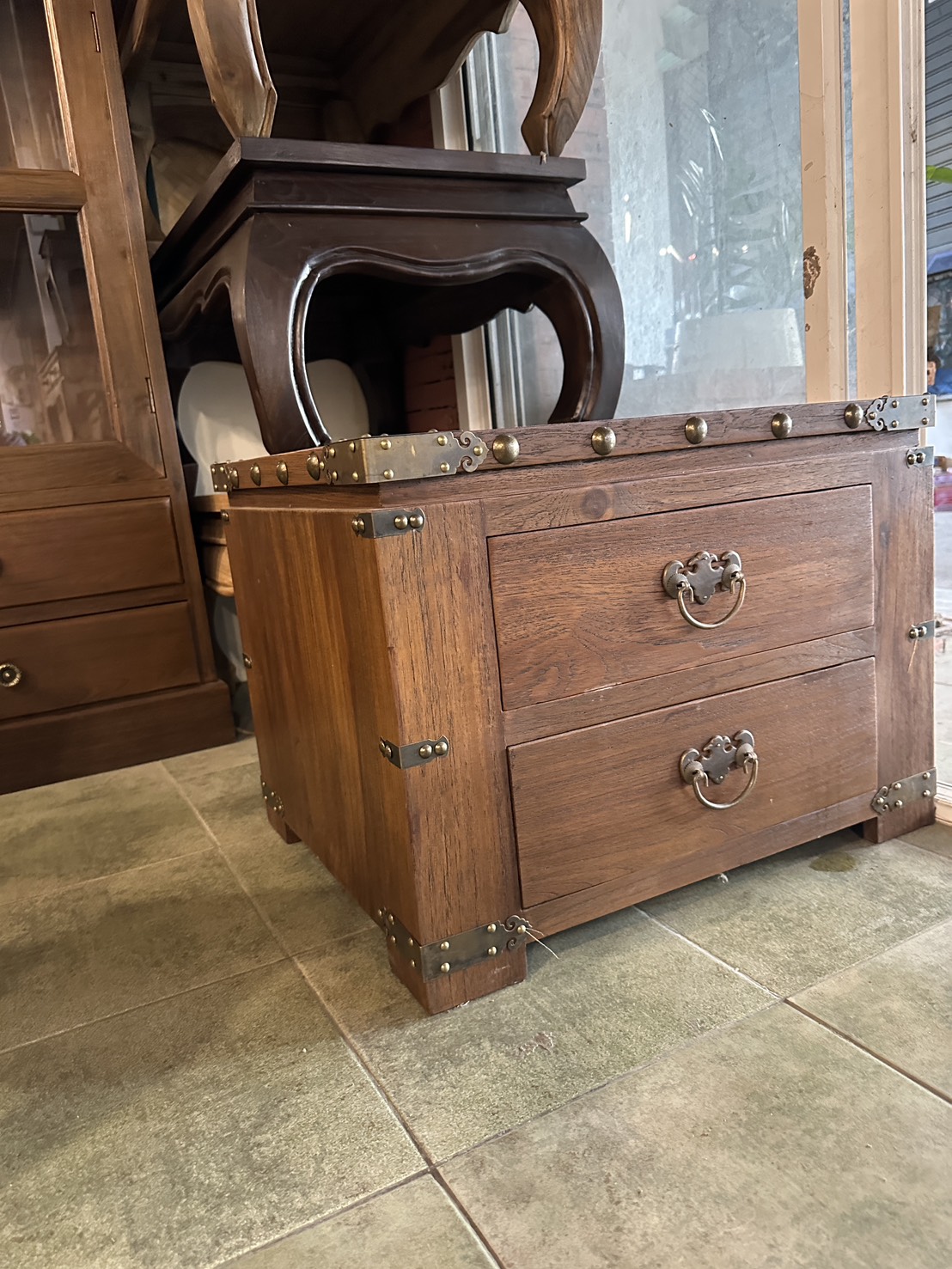 Vintage Teak Box Chest Center Table Bedside Cabinet High 45 x Length 50 ...