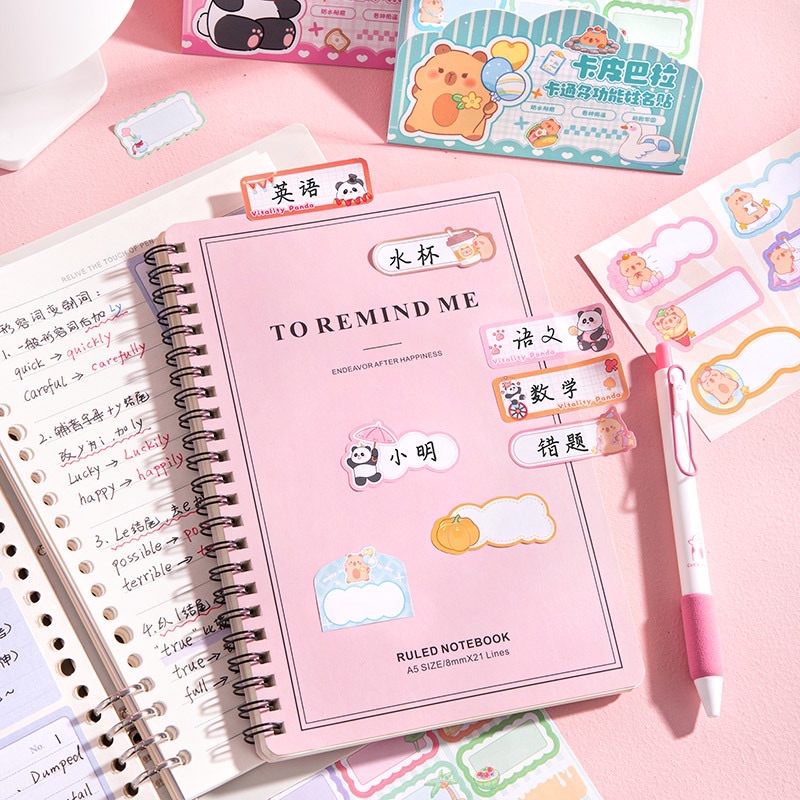 Name Sticker Cartoon Capibara ins Notebook Panda Stick To The Glass Of ...