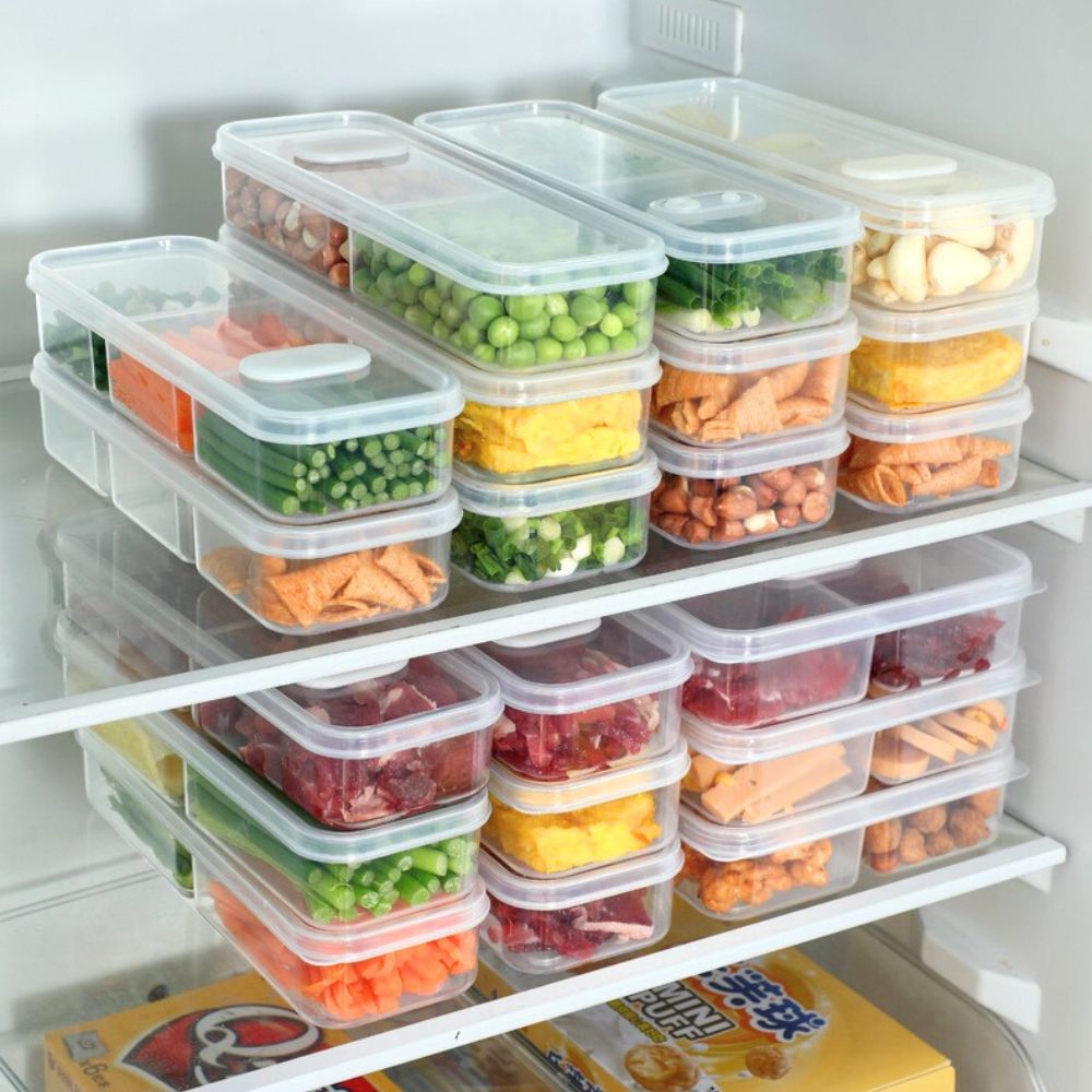 Freezer Box With Compartments Clear Color 3 For Meat/Garlic Chili With ...