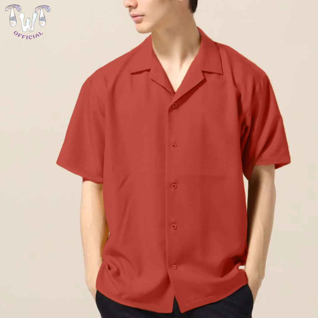 Korean Shirt Short Sleeve Solid Color Oversized Style Can Be Worn By 