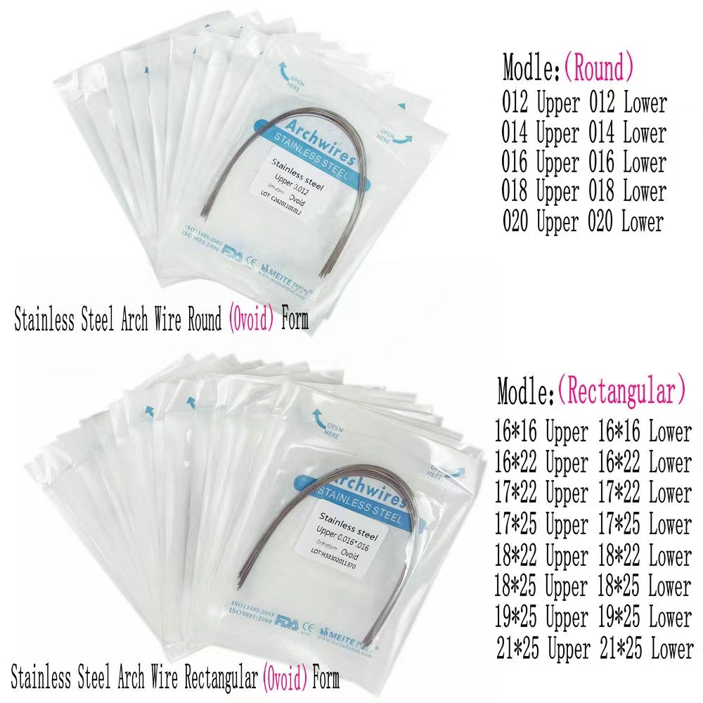 10pcs/pack Dental Orthodontic Stainless Steel Round/Rectangular Floss