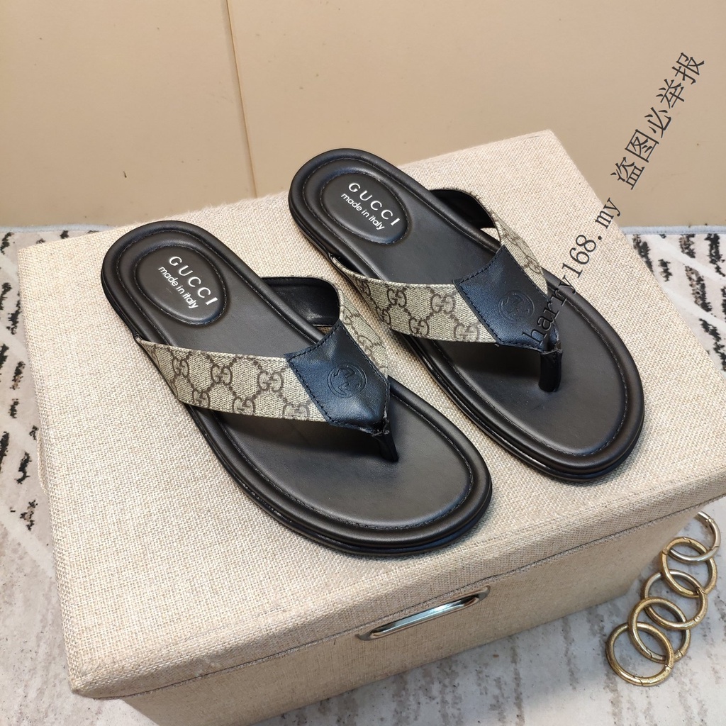 NEW_GUCCI Men's leather thong sandal beach shoes size 38-46 TT3184 ...