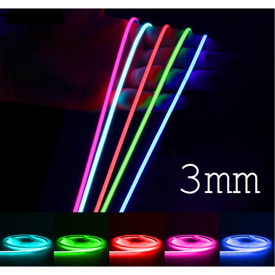 3mm Ultra Thin DC 12V 24V Colorful COB LED Strip Lights 384LEDS/M RA90 ...