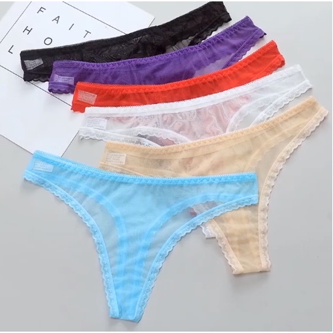 Sexy Thong Women Ultra-Thin Full Transparent Bottom See-Through One ...