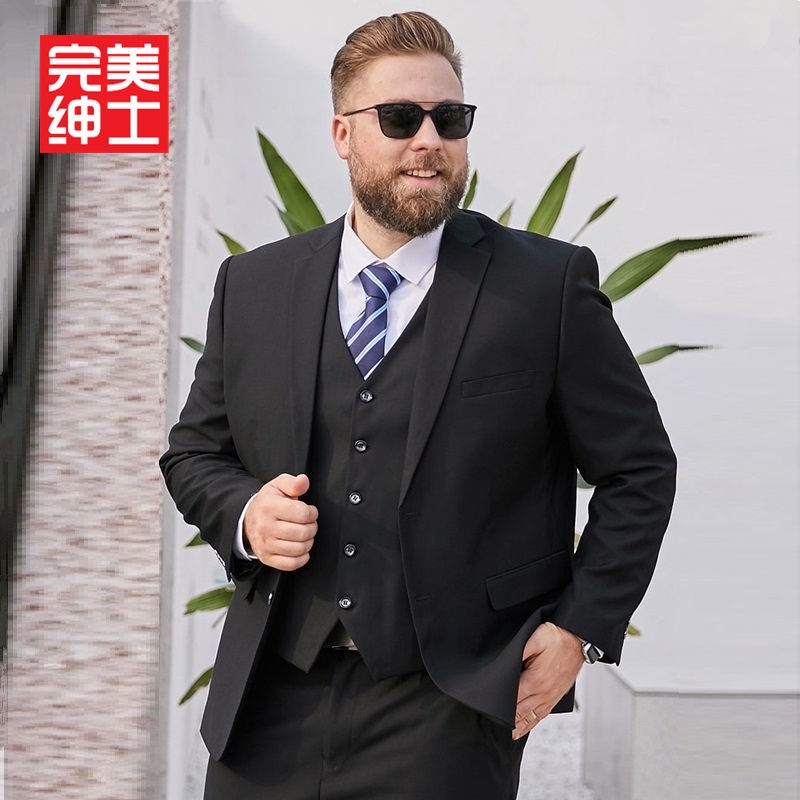 Men's Plus Size Suit Jacket Fat Loose One Button Blazers Business