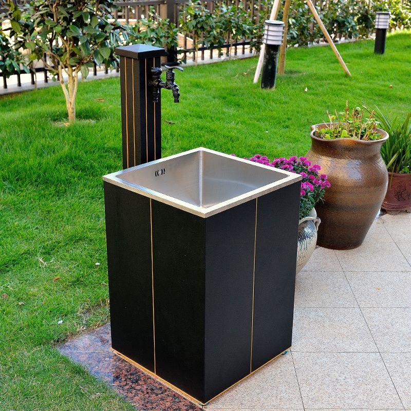 Solid wood₪Outdoor Garden Wash Basin Stainless Steel Basin Water ...